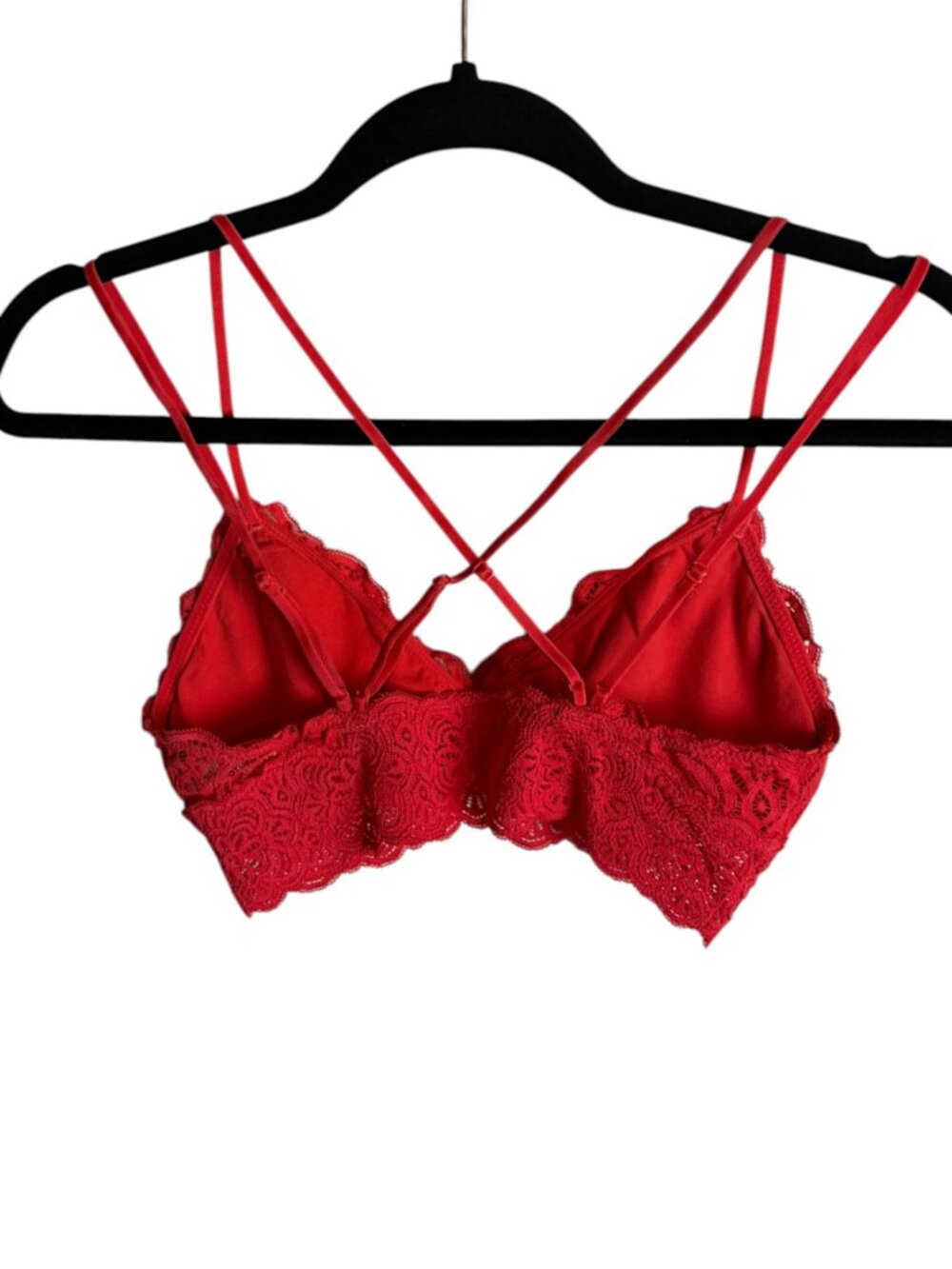 Aerie Size Small Lace Bralette Coral Strappy Boho Layering Bra Top Festival - Picture 3 of 5